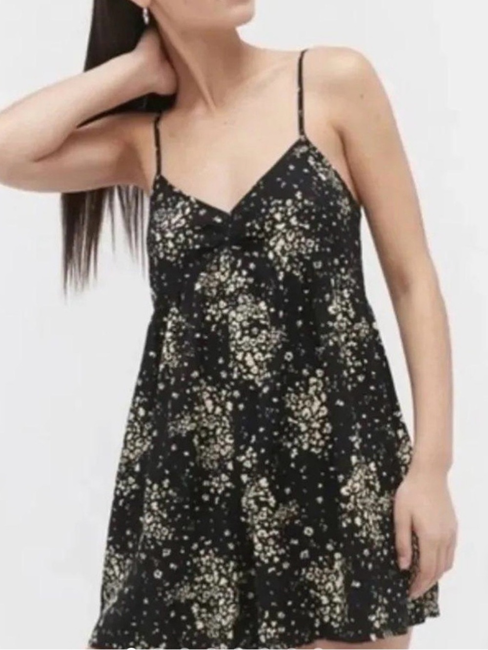 Urban Outfitters Blair Floral Playsuit Romper Black Cream S/P
